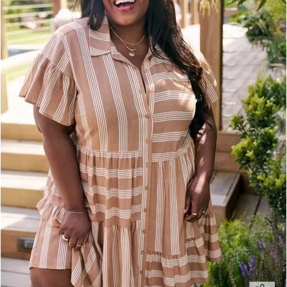 Torrid Tan Striped Dress